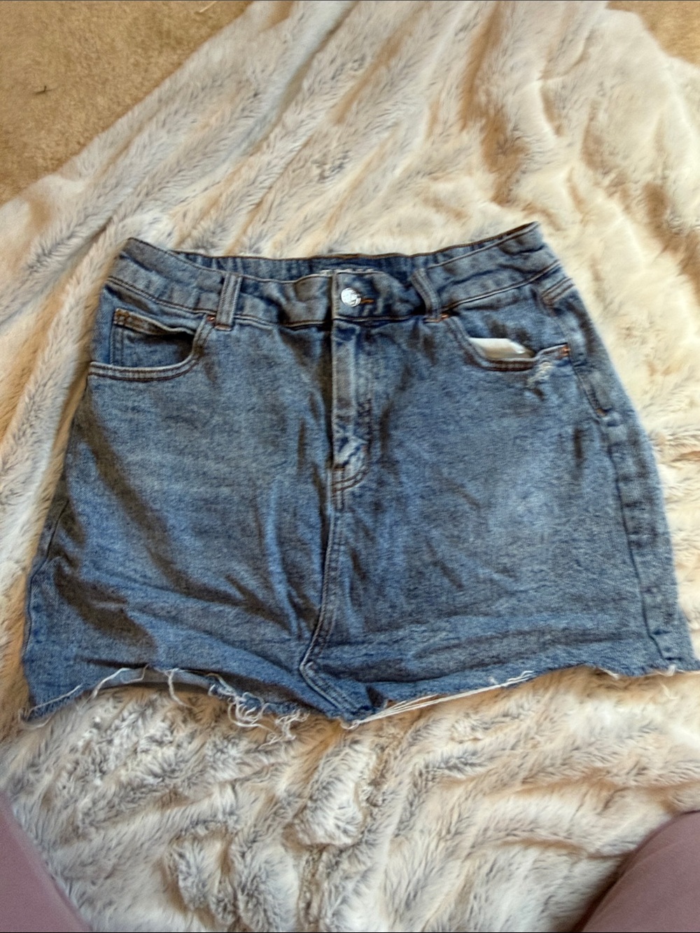 High-Waist Denim Skirt- Washed Blue